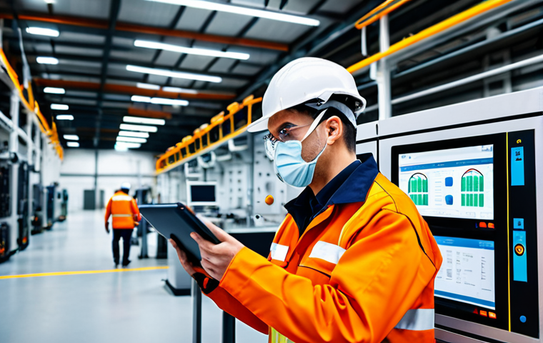 **
"A modern factory floor with smart sensors monitoring air quality and machine performance, fully clothed engineers in appropriate safety gear observing data on tablets, safe for work environment, high-tech equipment, perfect anatomy, correct proportions, professional industrial photography, modest attire, data visualization dashboards, appropriate content."
**